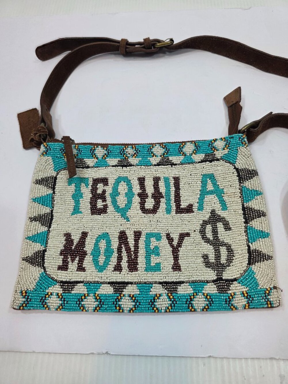Idyllwind Tequila Money Beaded Crossbody Purse w Leather Strap Miranda Lambert